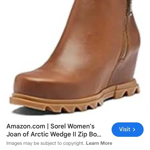 Sorel Joan of Arctic Wedge III Zip Boot — Waterproof hazelnut / gum Sz 7 EUC - Picture 7 of 7